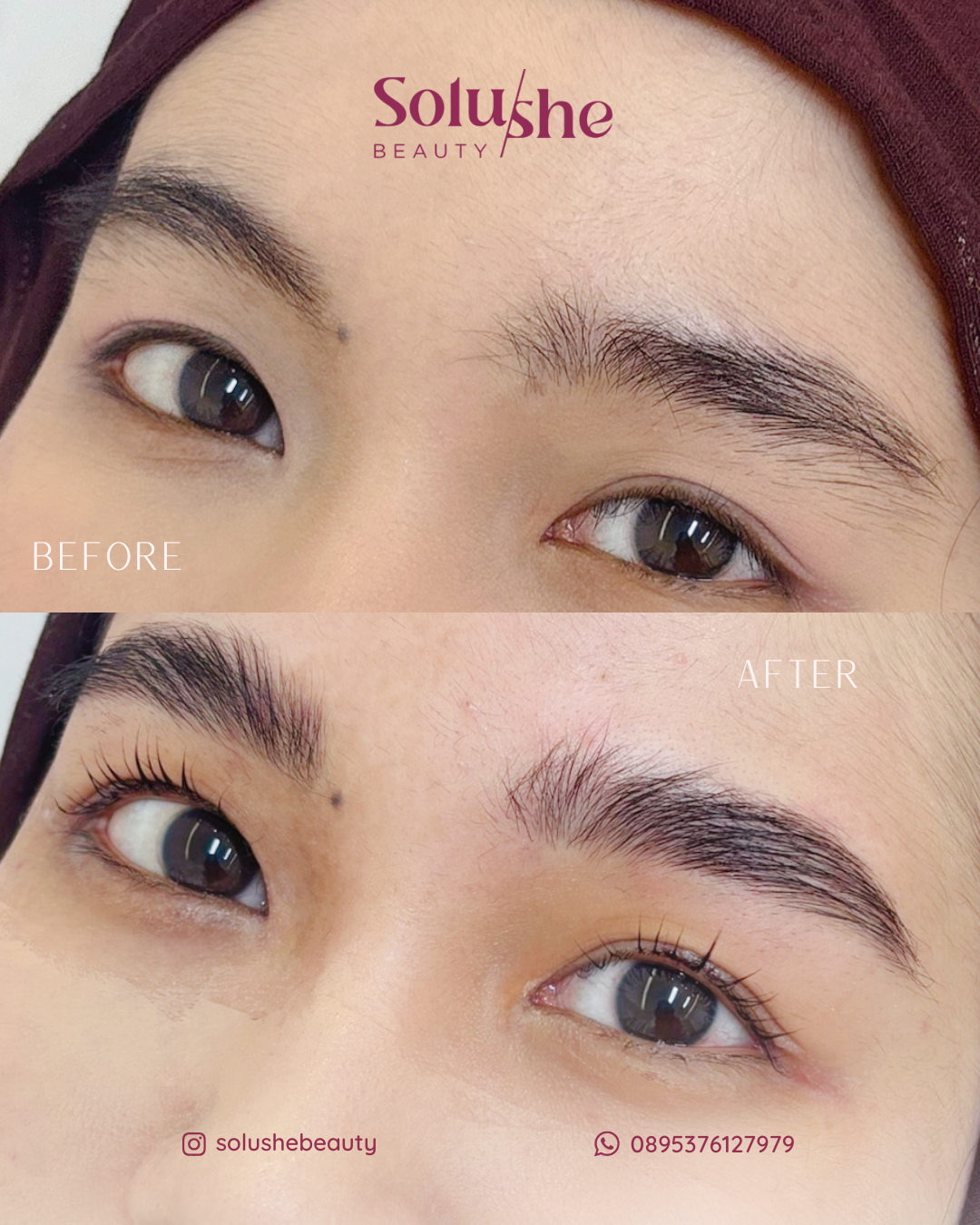 Hasil nyata before after Brow Bomber Solushe